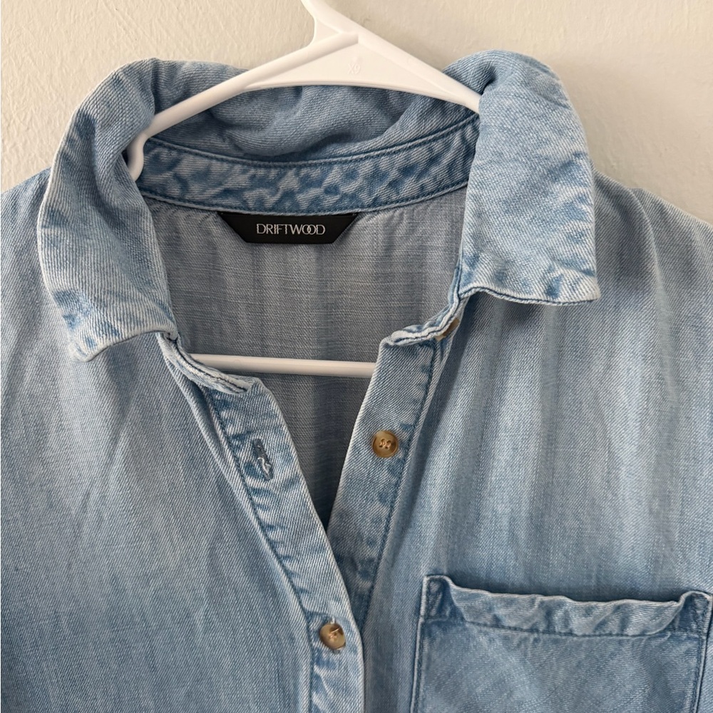 DRIFTWOOD Denim LS Lyocell Jean Shirt Dress Womens Large Embroidered Button
Boho - Picture 3 of 6